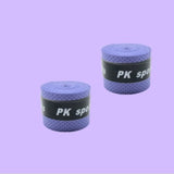 Purple non-slip hand gel grips for tennis, squash, and badminton rackets, designed for enhanced grip and sweat absorption.